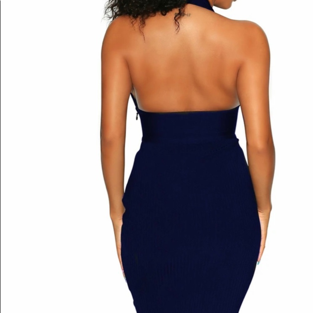 DAWN HALTER MIDI BANDAGE DRESS - Picture 3 of 5